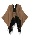 Liu •jo Poncho With Logo And Fringes In Brown