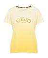 Liu •jo Logo-detail Gradient-effect T-shirt In Yellow
