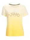 Liu •jo Logo-detail Gradient-effect T-shirt In Yellow