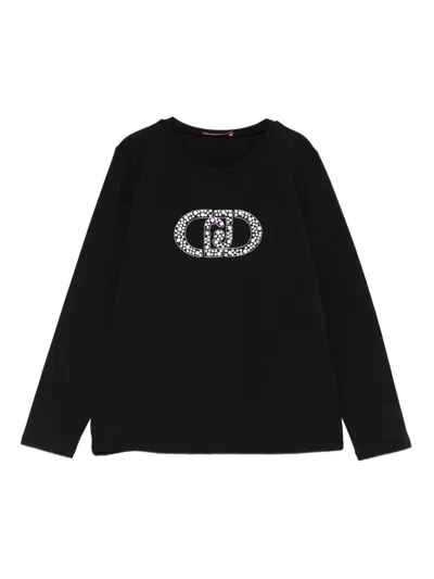 Liu •jo Kids' Logo-detail Long-sleeve T-shirt In Black