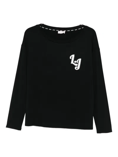 Liu •jo Long-sleeved T-shirt With Logo In Black