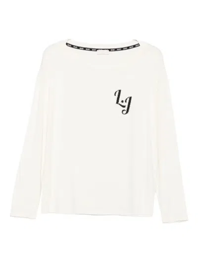 Liu •jo Logo-detail Long-sleeve Top In White