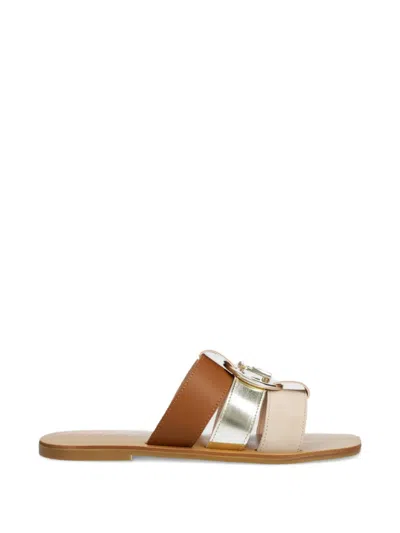 Liu •jo Logo-detail Sandals In Brown