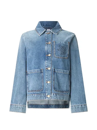 Liu •jo Logo-detail Stud Denim Jacket In Blue