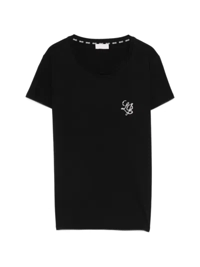Liu •jo Logo-detail T-shirt In Black