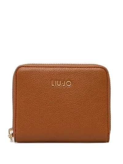 Liu •jo Logo-detail Zip-up Wallet In Metallic