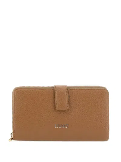 Liu •jo Logo-detail Zip Wallet In Brown