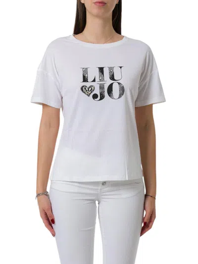LIU •JO LOGO-EMBELLISHED CREWNECK T-SHIRT