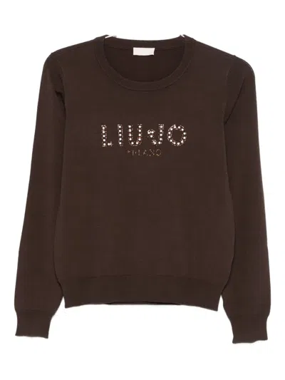 Liu •jo Logo-embellished Jumper In Brown