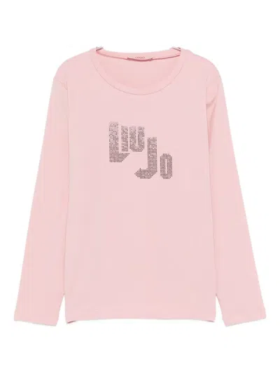 Liu •jo Logo-embellished Long-sleeve T-shirt In Pink