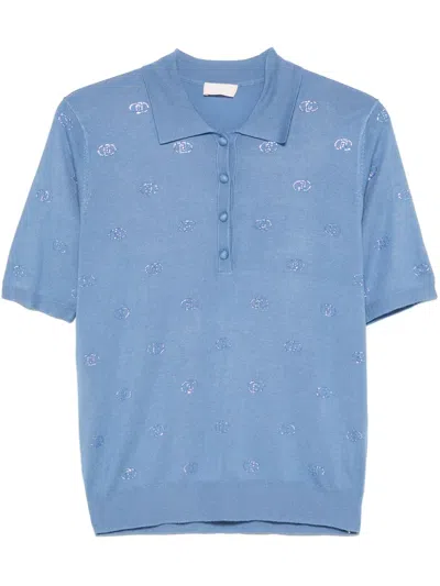 Liu •jo Logo-embellished Polo Top In Blue