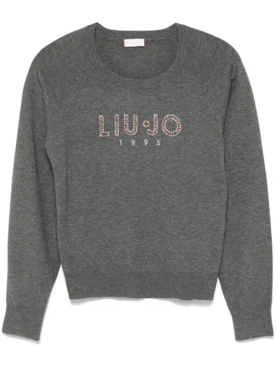 Liu •jo Logo-embellished Sweater In Grey