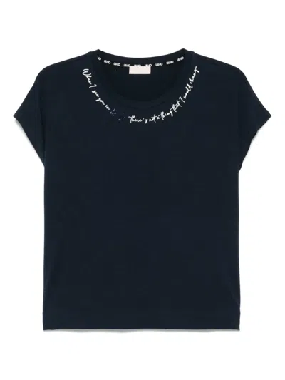 Liu •jo Logo-embellished T-shirt In 蓝色