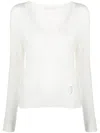 Liu •jo Logo-embellished V-neck Jumper In White