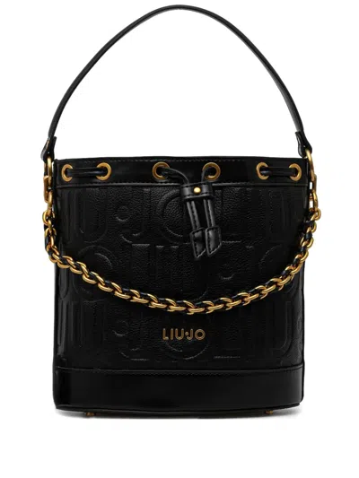 Liu •jo Logo-embossed Bucket Bag In Black