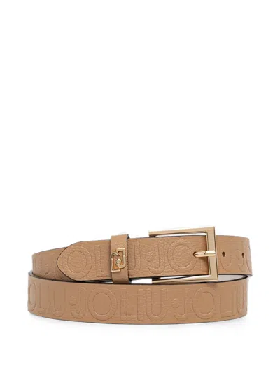 Liu •jo Logo Embossed Buckle Belt In Brown