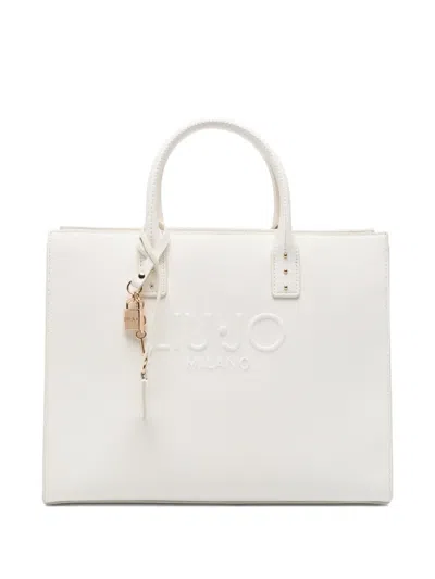 Liu •jo Logo-embossed Padlock Tote Bag In White