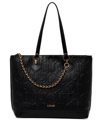 Liu •jo Logo-embossed Shoulder Bag In Black