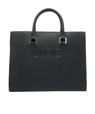 Liu •jo Liu Jo Logo Embossed Tote Bag In Black