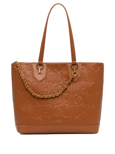 Liu •jo Logo-embossed Tote Bag In Brown