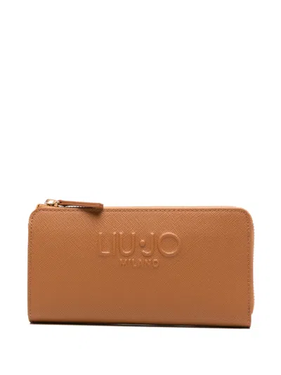 Liu •jo Logo-embossed Zipped Wallet In Brown