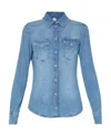 Liu •jo Logo-embroidered Denim Shirt In Blue