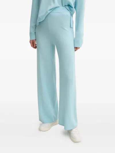 Liu •jo Logo-embroidered Flared Trousers In Blue