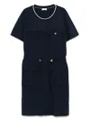 Liu •jo Logo-embroidered Mini Dress In Blue
