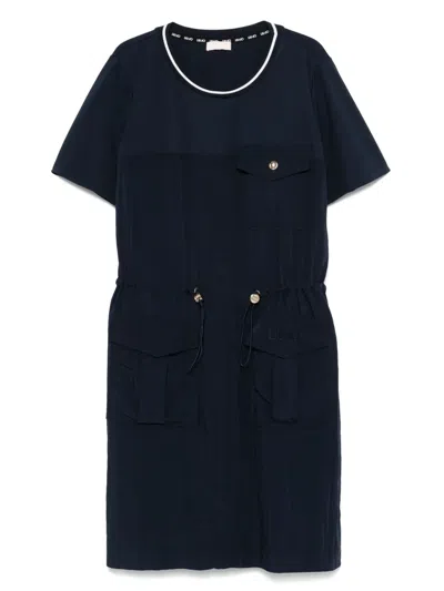 Liu •jo Logo-embroidered Mini Dress In Blue