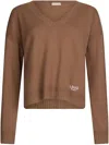 Liu •jo Logo-embroidered Sweater In Brown