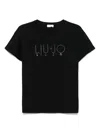 Liu •jo Liu Jo Logo Embellished Crewneck T In 黑色