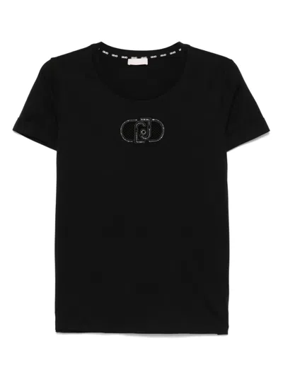 Liu •jo Logo-embroidered T-shirt In Black