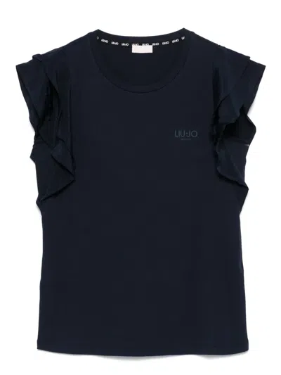 Liu •jo Logo-embroidered T-shirt In Blue