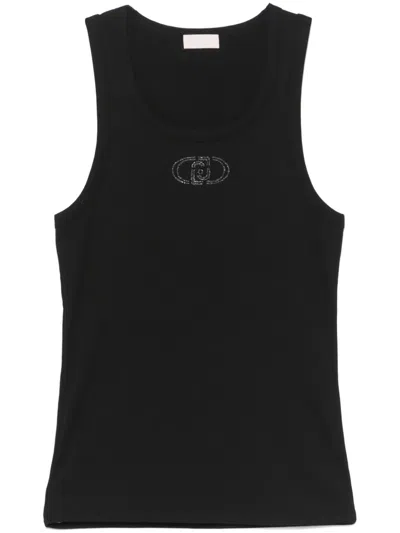 Liu •jo Logo-embroidered Tank Top In 黑色