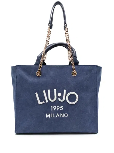 Liu •jo Logo-embroidered Tote Bag In Blue