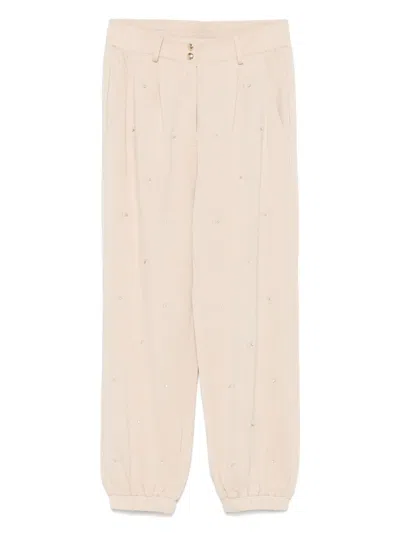 Liu •jo Logo-embroidered Track Pants In Neutrals