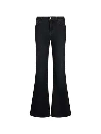 Liu •jo Logo Flared Jeans In Black