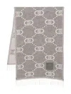 Liu •jo Logo-plaque Fringed Scarf In Gray