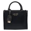 Liu •jo Structured Black Handbag With Metallic Logo In Black