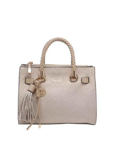 Liu •jo Logo Handbag In Sand