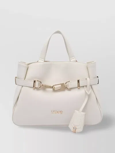 Liu •jo Logo Handbag With 2 Handles And Buckle Detail In White