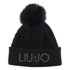 Liu •jo Cable-knit Pompom Hat In Black