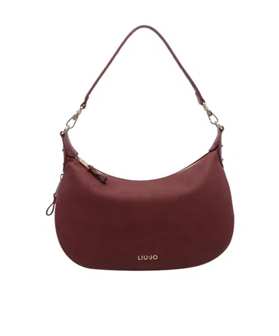 Liu •jo Logo-plaque Croc-effect Shoulder Bag In Red