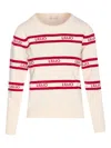 Liu •jo Logo-intarsia Striped Sweater In Neutral