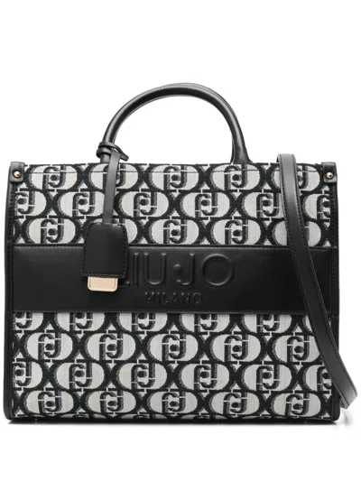 Liu •jo Logo-jacquard Tote Bag In Black