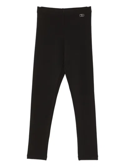 Liu •jo Kids' Logo Leggings In Black
