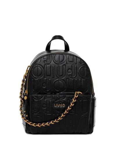Liu •jo Logo-lettering Backpack In Black