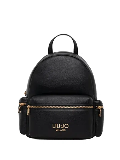 Liu •jo Logo-lettering Backpack In Black