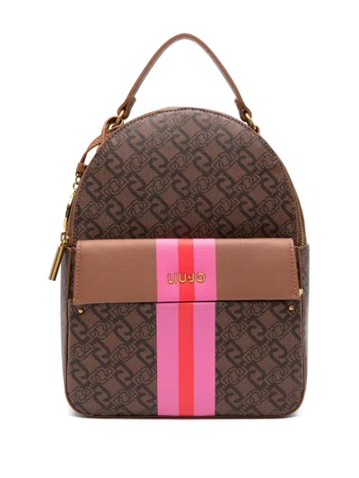 Liu •jo Logo-lettering Backpack In Brown