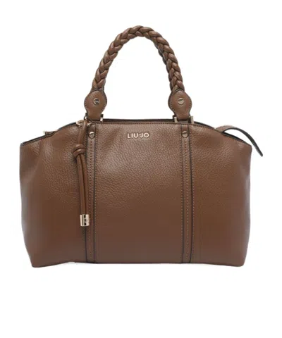 Liu •jo Liu Jo Logo Lettering Braided-handle Tote Bag In Green